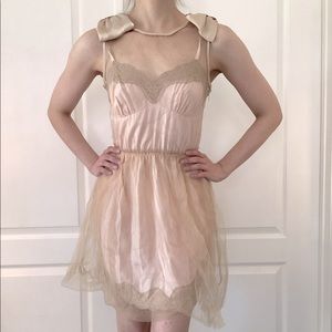 Rodarte for Target Pink Slip Dress with Mesh Overlay